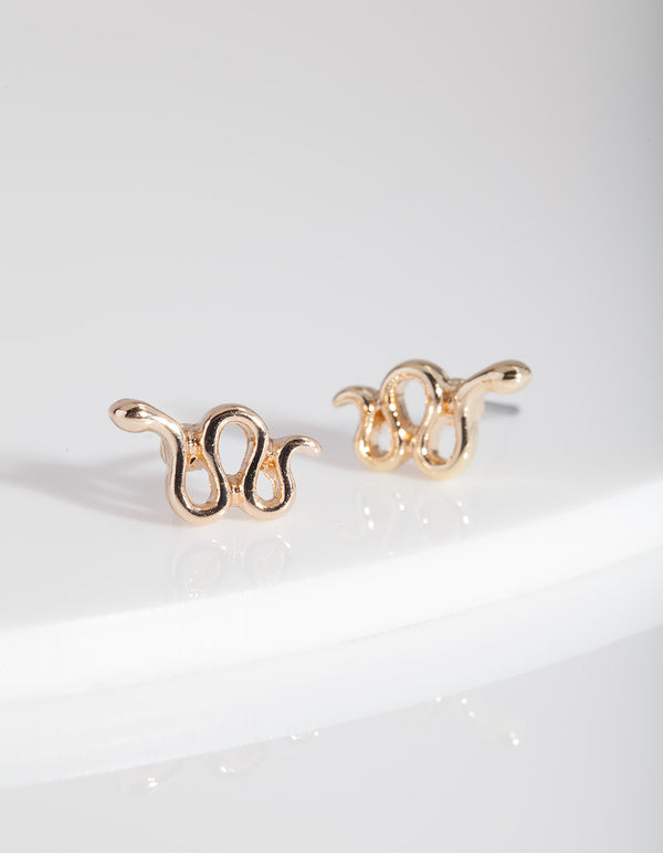 Gold Snake Stud Earrings