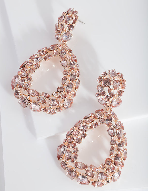 Rose Gold Cluster Gem Earrings