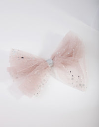 Kids Pink Fabric Tulle Bow - link has visual effect only