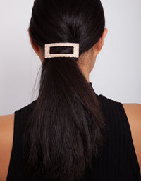 Rose Gold Cut-Out Rectangle Texture Hair Clip - link has visual effect only