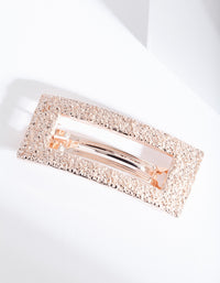 Rose Gold Cut-Out Rectangle Texture Hair Clip - link has visual effect only