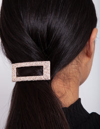 Rose Gold Cut-Out Rectangle Texture Hair Clip - link has visual effect only