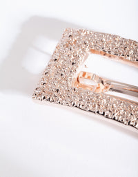 Rose Gold Cut-Out Rectangle Texture Hair Clip - link has visual effect only