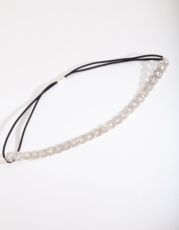 Silver Diamante Loop Stretch Headband