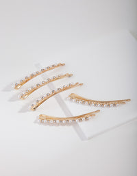 Gold Pearl & Diamante Hair Pin 5-Pack - link has visual effect only