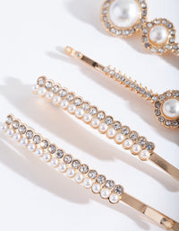 Gold Diamante Pearl Hair Clip 4-Pack - link has visual effect only