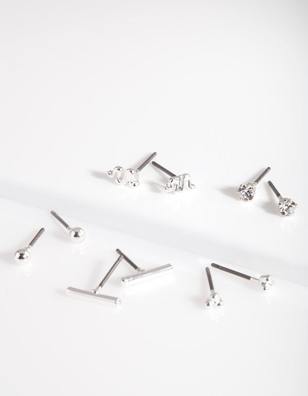 Silver Micro Snake Earring 5-Pack