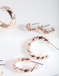 Rose Gold Diamante Hoop Earring 6-Pack - link has visual effect only