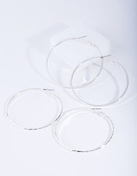 Silver Fine Hoop Earring Pack - link has visual effect only