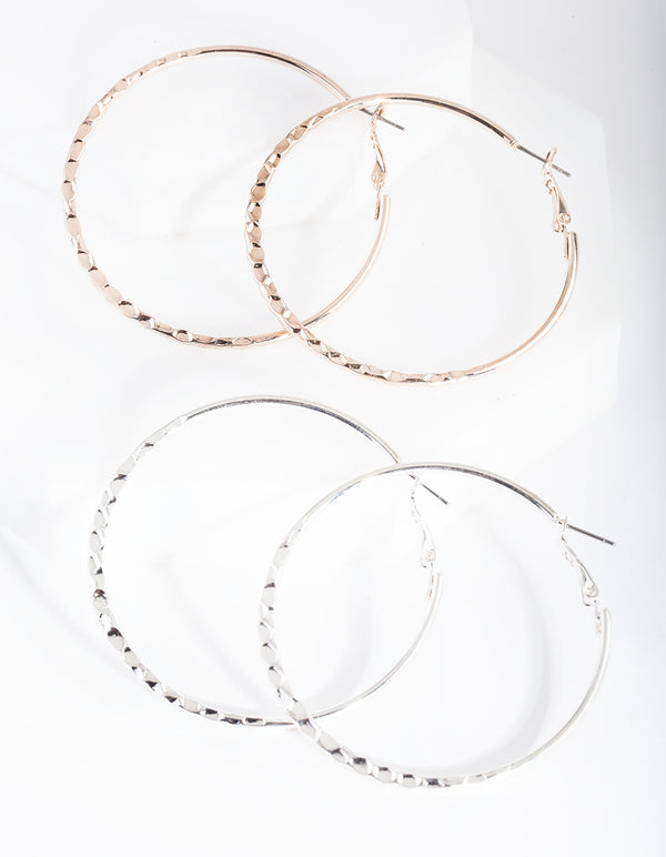 Mixed Metal Textured Hoop Earring Pack