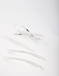 Mix & Match Pearl & Bow Clip 4-Pack - link has visual effect only