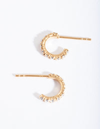 Gold Plated Sterling Silver Mini Cubic Zirconia Open Hoop Earrings - link has visual effect only