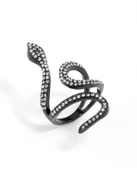 Black Diamante Swirl Snake Ring - link has visual effect only