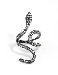 Black Diamante Swirl Snake Ring - link has visual effect only