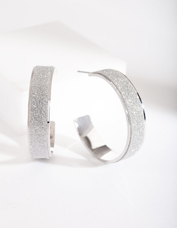 Silver Glitter Wrap Hoop Earrings