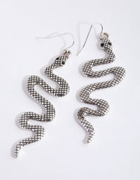 Antique Silver Textured Snake Earrings - link has visual effect only