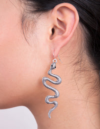 Antique Silver Textured Snake Earrings - link has visual effect only