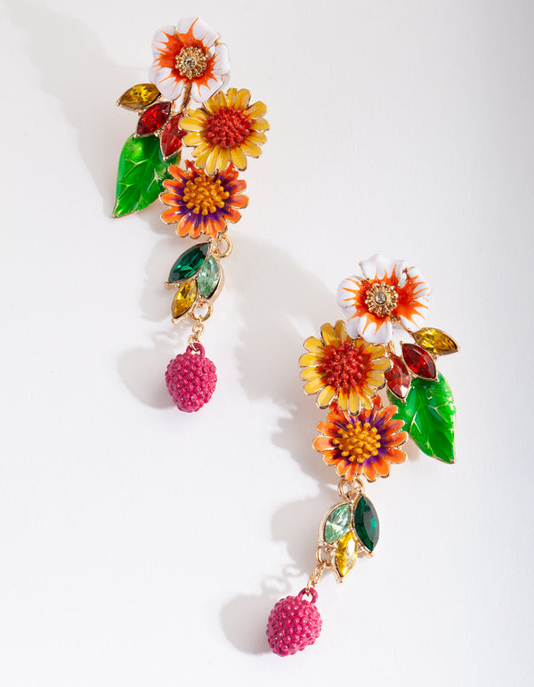 Multi Fruit Flower Earrings