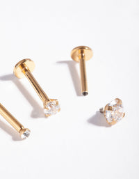 Gold Gradual Surgical Steel Cubic Zirconia Stud Pack - link has visual effect only