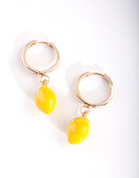 Gold Yellow Lemon Huggie Earrings - link has visual effect only