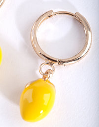 Gold Yellow Lemon Huggie Earrings - link has visual effect only