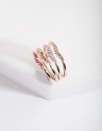 Rose Gold Ombre Diamante Ring Stack - link has visual effect only