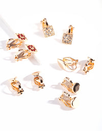 Gold Geometric Clip-On Earring 5-Pack - link has visual effect only