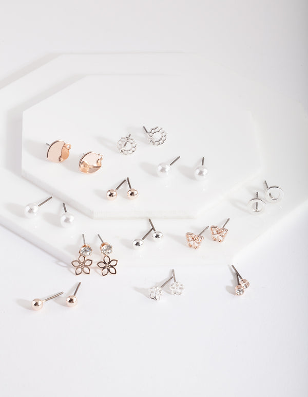 Mixed Metal Butterfly Stud Earring 12-Pack