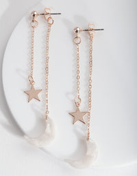 Rose Gold Star Moon Charm Earrings - link has visual effect only