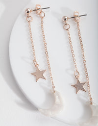 Rose Gold Star Moon Charm Earrings - link has visual effect only