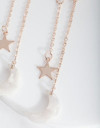 Rose Gold Star Moon Charm Earrings - link has visual effect only