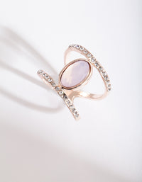 Rose Gold Pink Stone Double Ring - link has visual effect only