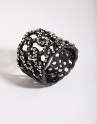 Black Diamante Weave Ring - link has visual effect only