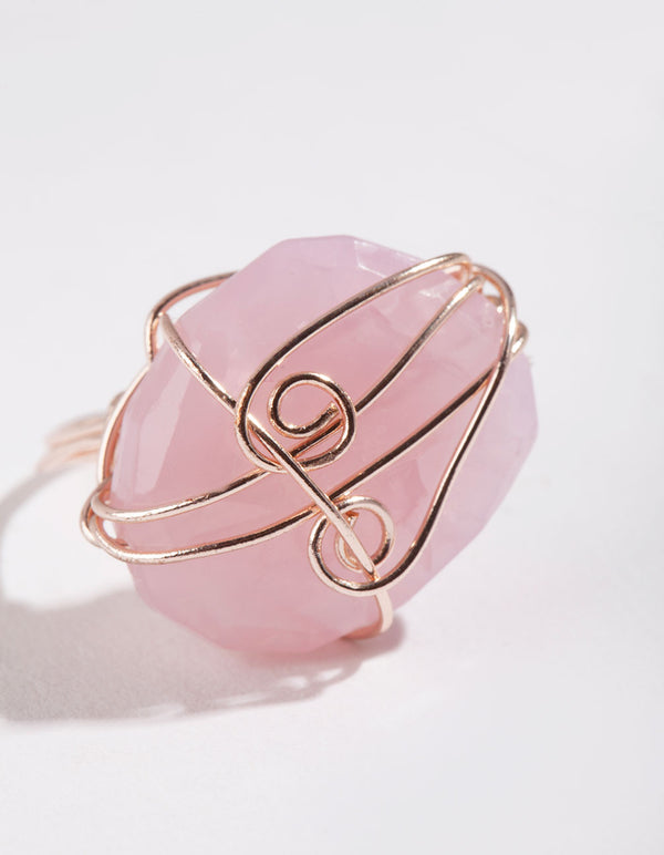 Rose Gold Pink Stone Ring