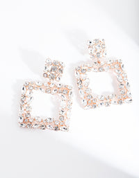 Rose Gold Square Stone Earrings - link has visual effect only