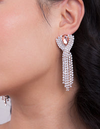 Rose Gold Pink Diamante Earrings - link has visual effect only