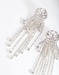 Silver Diamante Fringe Drop Earrings - link has visual effect only