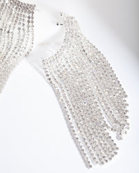 Silver Diamante Fringe Crawler Earrings - link has visual effect only