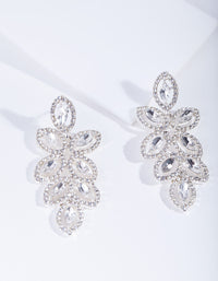 Silver Flower Gem Drop Earrings - link has visual effect only