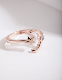 Rose Gold Open Moon Star Ring - link has visual effect only