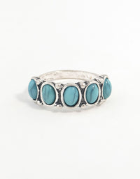 Silver Oval Turquoise Stone Ring - link has visual effect only