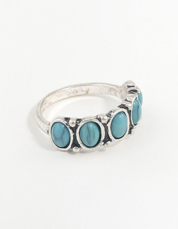 Silver Oval Turquoise Stone Ring