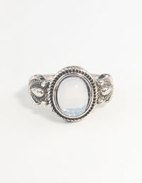 Antique Silver Oval Moonstone Ring - link has visual effect only