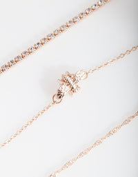 Rose Gold Diamante Bee Anklet Bracelet 4-Pack - link has visual effect only