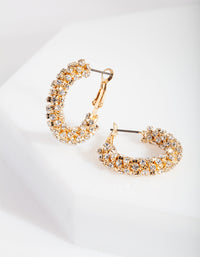 Gold Mini Diamante Hoop Earrings - link has visual effect only