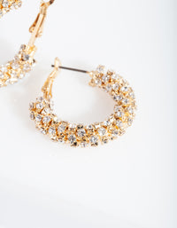 Gold Mini Diamante Hoop Earrings - link has visual effect only