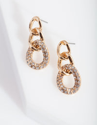 Gold Diamante Link Earrings - link has visual effect only