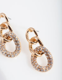 Gold Diamante Link Earrings - link has visual effect only