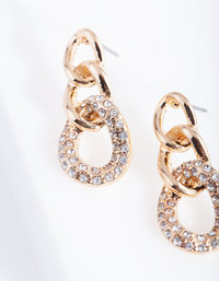 Gold Diamante Link Earrings - link has visual effect only