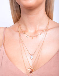 Gold Semi-Precious Multi Layer Necklace - link has visual effect only